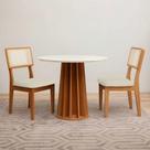 Mesa de Jantar 90cm c/ 2 Cadeiras e Base Ripada 100% MDF
