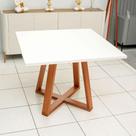 Mesa de Jantar 90cm Quadrada com Base em Madeira Natural