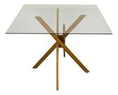 Mesa De Jantar 90cm Quadrada Vidro Temperado Base Akemi Pé Eucalipto Escrivaninha Sala Estar Cozinha