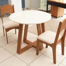 Mesa de Jantar 90cm x 90cm Redonda com 2 Cadeiras 100% MDF Mesa de Jantar 90cm x 90cm Redonda com 2 Cadeiras 100% MDF
