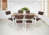 MESA DE JANTAR aço cozinha com 6 CADEIRAS encosto de junco modelo Liz TAMPO MADEIRA AÇO BRANCA assento Café amadeirado pés quadrados campeã de vendas