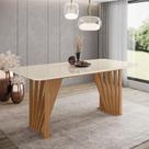 Mesa de Jantar Adriana 180 cm Ambiente Canto Arredondado com Vidro Nature Off White Henn
