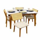 Mesa de Jantar Agata 135x90cm com Vidro e 4 Cadeiras Diamante em Linho Madeira Lj Móveis Cor Cinamomo Off White com Tecido Bege Mesa de Jantar Agata 135x90cm com Vidro e 4 Cadeiras Diamante em Linho Madeira Lj Móveis Cor Cinamomo Off White com Tecido Bege