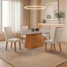 Mesa de Jantar Aida 4 Lugares MDF Serigrafado com Cadeiras Lira Veludo Off White Moderna Mesa de Jantar Aida 4 Lugares MDF Serigrafado com Cadeiras Lira Veludo Off White Moderna