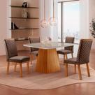 Mesa de Jantar Aida 90 cm Tampo MDF Vidro Canto Copo com 4 Cadeiras Lira