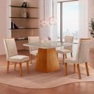 Mesa de Jantar Aida Lira 4 Lugares MDF Vidro Off White 90CM Moderna Mesa de Jantar Aida Lira 4 Lugares MDF Vidro Off White 90CM Moderna