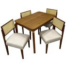 Mesa de Jantar Alegra 120x80 Sem Vidro 4 Cadeiras Grecia Cor Cinamomo com Tecido Bege