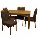 Mesa de Jantar Alegra 120x80cm Sem Vidro e 4 Cadeiras Jasmim em Veludo Estofadas Jcm Cor Cinamomo com Tecido Marrom