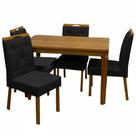 Mesa de Jantar Alegra 120x80cm Sem Vidro e 4 Cadeiras Jasmim em Veludo Estofadas Jcm Cor Cinamomo com Tecido Preto