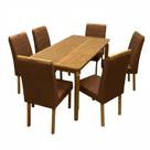 Mesa de Jantar Alegra 180x90cm Sem Vidro e 6 Cadeiras Giulia em Veludo Estofadas Jcm Cor Cinamomo com Tecido Marrom