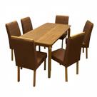 Mesa de Jantar Alegra 180x90cm Sem Vidro e 6 Cadeiras Giulia em Veludo Estofadas Jcm Cor Cinamomo com Tecido Marrom