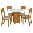 Mesa de Jantar Alice com 4 Cadeiras Indekes Cor Freijó Off White