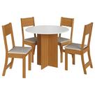 Mesa de Jantar Alice com 4 Cadeiras Indekes Cor Freijó Off White