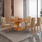 Mesa de Jantar Alvorada 180cm Tampo MDF Laminado Canto Copo com 6 Cadeiras Carolina