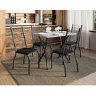 Mesa De Jantar Ambiente Bruna 100x60 Cm Com Granito Ocre Itabira Com 4 Cadeiras 063 Preto