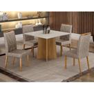 Mesa de Jantar Ambiente Jade 90cm Cinamomo Off White com 4 Cadeiras Lara Linho Bege - Valdemóveis Mesa de Jantar Ambiente Jade 90cm Cinamomo Off White com 4 Cadeiras Lara Linho Bege - Valdemóveis