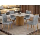 Mesa de Jantar Ambiente Jade 90cm Cinamomo Off White com 4 Cadeiras Lara Linho Prata - Valdemóveis