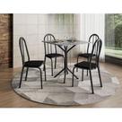 Mesa De Jantar Ambiente Thais 70x70 Cm Com Granito Ocre Itabira Com 4 Cadeiras 050 Preto Artefamol