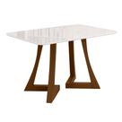 Mesa de Jantar Ana Retangular 136x90cm com Vidro Madeira de Reflorestamento, Tampo 25mm, Bordas Arredondadas Ambar/Off Sonetto