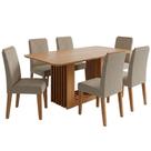Mesa de Jantar Ariela e Nicole 6 Lugares Tampo MDF Linho Bege Milani Movelaria