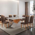 Mesa de Jantar Aster 180cm Tampo MDF Vidro Canto Copo com 6 Cadeiras Aline Mesa de Jantar Aster 180cm Tampo MDF Vidro Canto Copo com 6 Cadeiras Aline