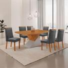 Mesa de Jantar Aster 6 Lugares Retangular MDF 180CM Grafite Moderna