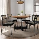 Mesa de Jantar Átria 90cm + 4 Cadeiras Estofadas c/ Tela NP