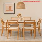 Mesa de Jantar Baoba 1,80 com 6 Cadeiras Damasco Conforto e Sofisticação Madeira/Off White/Linho Cru