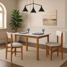 Mesa de Jantar Base Madeira Maciça com 2 Cadeiras Elisa Ideal para Apartamenteo 1,20x80 Branco