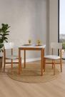 Mesa de Jantar Base Madeira Maciça com 2 Cadeiras Elisa Ideal para Apartamenteo 80x80 Off White Mesa de Jantar Base Madeira Maciça com 2 Cadeiras Elisa Ideal para Apartamenteo 80x80 Off White
