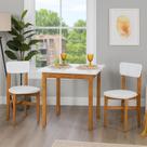 Mesa de Jantar Base Madeira Maciça com 2 Cadeiras Elisa Ideal para Apartamenteo 90x90 Branco