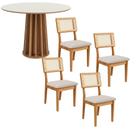 Mesa de Jantar Base Ripada 105cm com 4 Cadeiras 100% MDF