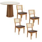 Mesa de Jantar Base Ripada 105cm com 4 Cadeiras 100% MDF Mesa de Jantar Base Ripada 105cm com 4 Cadeiras 100% MDF
