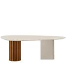 Mesa de Jantar Belle 200x100 Orgânica Com Vidro Cinamomo Off White Off-White - Leifer