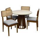 Mesa de Jantar Berlim 100cm Redonda com Vidro e 4 Cadeiras Canada em Linho Madeira Cel Móveis Cor Cinamomo Off White com Tecido Cinza Mesa de Jantar Berlim 100cm Redonda com Vidro e 4 Cadeiras Canada em Linho Madeira Cel Móveis Cor Cinamomo Off White com Tecido Cinza