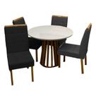 Mesa de Jantar Berlim 100cm Redonda com Vidro e 4 Cadeiras Giulia em Veludo Estofadas Cel Móveis Cor Cinamomo Off White com Tecido Preto Mesa de Jantar Berlim 100cm Redonda com Vidro e 4 Cadeiras Giulia em Veludo Estofadas Cel Móveis Cor Cinamomo Off White com Tecido Preto
