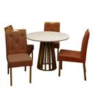 Mesa de Jantar Berlim 100cm Redonda com Vidro e 4 Cadeiras Jasmim em Veludo Estofadas Cel Móveis Cor Cinamomo Off White com Tecido Marrom Mesa de Jantar Berlim 100cm Redonda com Vidro e 4 Cadeiras Jasmim em Veludo Estofadas Cel Móveis Cor Cinamomo Off White com Tecido Marrom