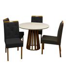 Mesa de Jantar Berlim 100cm Redonda com Vidro e 4 Cadeiras Jasmim em Veludo Estofadas Cel Móveis Cor Cinamomo Off White com Tecido Preto Mesa de Jantar Berlim 100cm Redonda com Vidro e 4 Cadeiras Jasmim em Veludo Estofadas Cel Móveis Cor Cinamomo Off White com Tecido Preto