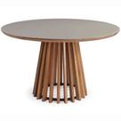 Mesa de Jantar Brisa Tampo Redondo Vidro Off White Base Verniz Avela 130cm - 50981