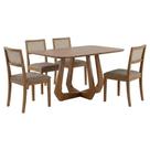 Mesa de Jantar Bromelia Com 4 Cadeiras Estofadas Kiwi Linho NATUEM