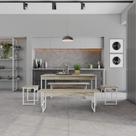 Mesa de Jantar C/02 Bancos e 02 Banquetas Tub 135cm Est.Branca