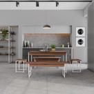 Mesa de Jantar C/02 Bancos e 02 Banquetas Tub 135cm Est.Branca