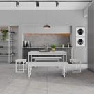Mesa de Jantar C/02 Bancos e 02 Banquetas Tub 135cm Est.Branca