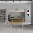 Mesa de Jantar C/02 Bancos e 02 Banquetas Tub 135cm Est.Branca