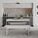 Mesa de Jantar C/02 Bancos Tub 135cm Est.Branca