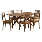 Mesa de Jantar Cacau Com 6 Cadeiras Estofadas Japurana material sintético ORNAR