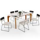 Mesa De Jantar Capri 160cm Off White 6 Cadeiras Allana B05 Faixa Facto Preto Linho Cru - Lyam Decor