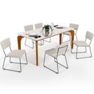 Mesa De Jantar Capri 160cm Off White Nature Com 6 Cadeiras Allana B05 Linho Cru - Lyam Decor