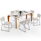 Mesa De Jantar Capri 160cm Off White Nature Com 6 Cadeiras Allana B05 Linho Cru - Lyam Decor