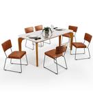 Mesa De Jantar Capri 160cm Off White Nature Com 6 Cadeiras Allana B05 material sintético Camel - Lyam Decor